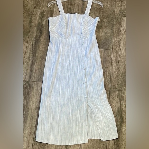 Tahari White Pleated Linen Midi Sundress - Picture 5 of 8